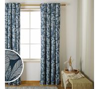 Habitat Leaf Blackout Eyelet Curtains - Blue - 168x183cm