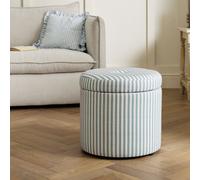Habitat Leo Fabric Storage Ottoman - Blue & White