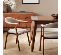 Habitat Lex Pair of Fabric Dining Chairs- Walnut