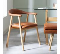 Habitat Lex Pair of Faux Leather Dining Chair - Tan