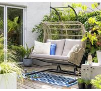 Habitat Malta Double Steel Garden Hanging Chair - Beige