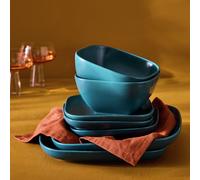 Habitat Matte Square 12 Piece Stoneware Dinner Set - Teal