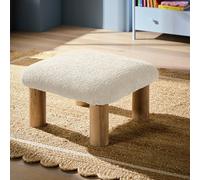 Habitat May Chenille 60x60 Fabric Footstool - Natural