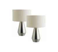 Habitat Maya Pair of Touch Table Lamps - Silver & Cream