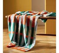 Habitat Midcentury Knitted Throw - Teal & Rust - 125x150cm