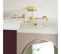 Habitat Molecular 6 Light Metal Flush Ceiling Light - Brass