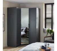 Habitat Munich Corner 3 Door Mirror Wardrobe - Anthracite