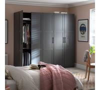 Habitat Munich Panelled 5 Door Wardrobe - Anthracite