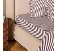 Habitat Oxford Stripe Cocoa Fitted Sheet - Single
