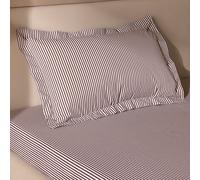 Habitat Oxford Stripe Cocoa Pillowcase
