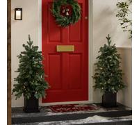 Habitat Pack of 2 3ft Pre Lit Potted Porch Christmas Tree