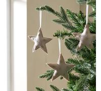 Habitat Pack of 3 Gold Embroidered Star Hanging Decoration