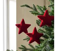Habitat Pack of 3 Red Velvet Star Christmas Ornament