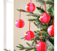 Habitat Pack of 6 Satin Christmas Baubles - Red and Pink