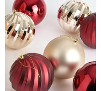 Habitat Pack of 9 Shatterproof Christmas Baubles -Red & Gold