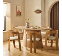 Habitat Pierce Natural Dining Table & 6 Oak Chairs