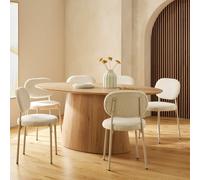 Habitat Pierce Natural Dining Table & 6 White Chairs