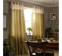 Habitat Plain Header Lined Eyelet Curtains - Natural