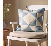 Habitat Quilted Motif Cushion - Blue & Cream - 50x50cm