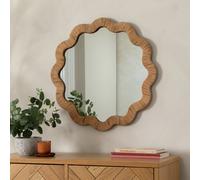 Habitat Rattan Round Wavy Wall Mirror - 60x60cm