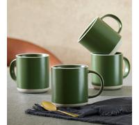 Habitat Raw Edge Set of 4 Stoneware Mugs - Green