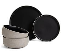 Habitat Raw Edge Speckle 12 Piece Dinner Set - Black