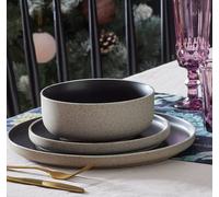 Habitat Raw Edge Speckle 12 Piece Dinner Set - Black