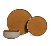 Habitat Raw Edge Speckle 12 Piece Stoneware Dinner Set-Camel