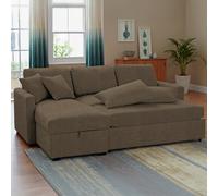 Habitat Reagan Fabric Left Hand Corner Sofa Bed - Chocolate