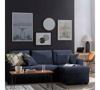 Habitat Reagan Fabric Right Hand Corner Sofa Bed - Navy