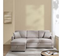 Habitat Reagan Left Hand Storage Corner Chaise Sofa Bed - Natural