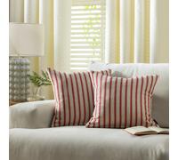 Habitat Red Dye Yarn Stipe Cushion Cover - 2 Pack - 43x43cm