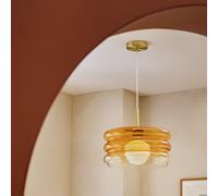 Habitat Ribbed Ombre Glass Pendant Light - Orange