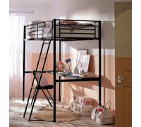 Habitat Riley High Sleeper Metal Bed Frame & Desk-Black