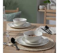 Habitat Ripple 12 Piece Stoneware Dinner Set - Cream