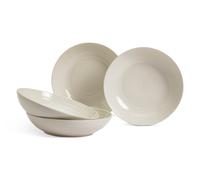 Habitat Ripple 4 Piece Stoneware Pasta Bowls - Cream