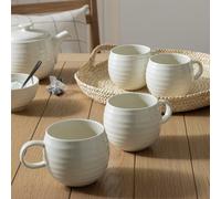 Habitat Ripple Set of 4 Stoneware Mugs - Cream
