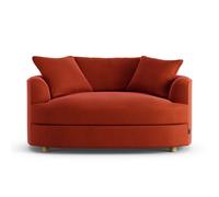 Habitat Sacha Velvet Cuddle Chair - Burnt Orange - Ash Leg