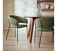 Habitat Sawyer Pair Of Fabric Dining Chair - Green