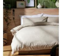 Habitat Seersucker Plain Taupe Bedding Set - Double