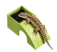 Habitat shelter cave, feeding station ornament, integrated with water plate, reptile enclosure, eco-friendly material, terrarium cave decor in rustic design, habitat accessory a