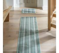 Habitat Skinny Stripe Green Runner & Mat Set - 180x57cm