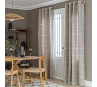 Habitat Square Check Eyelet Curtains - Natural - 168x229cm