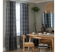 Habitat Square Check Fully Lined Eyelet Curtains - Grey
