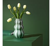 Habitat Stripe Ceramic Green Vase