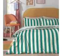 Habitat Stripe Green and White Bedding Set - Double