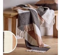 Habitat Striped Faux Mohair Throw - Neutral - 125x150cm