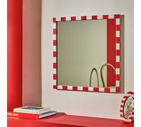 Habitat Striped Red Resin Square Wall Mirror - 51x51cm