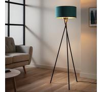 Habitat Teal Velvet & Foil Easy Fit Drum Lampshade - 40cm