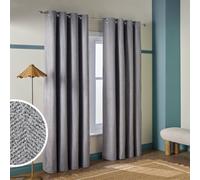 Habitat Textured Blackout Herringbone Eyelet Curtain - Dark Grey - 168x229cm